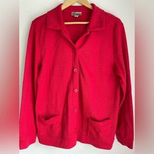 Tradition Country Collection Red Cotton Jersey House Coat with Pockets S